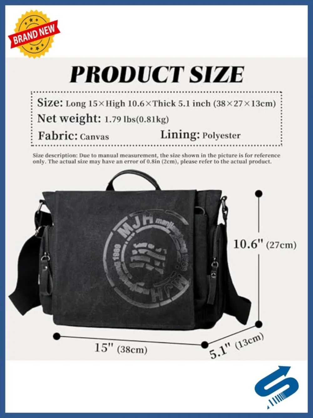 Canvas Messenger Bag Laptop Bag Travel Shoulder Bag Satchel